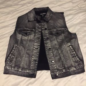 Silver denim vest
